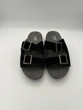 Women’s J-41 Size 8 Black Suede Slide Buckle Sandals